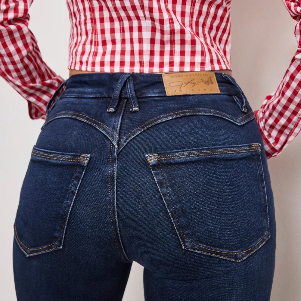 Good American Dark Blue Boot Cut Jeans